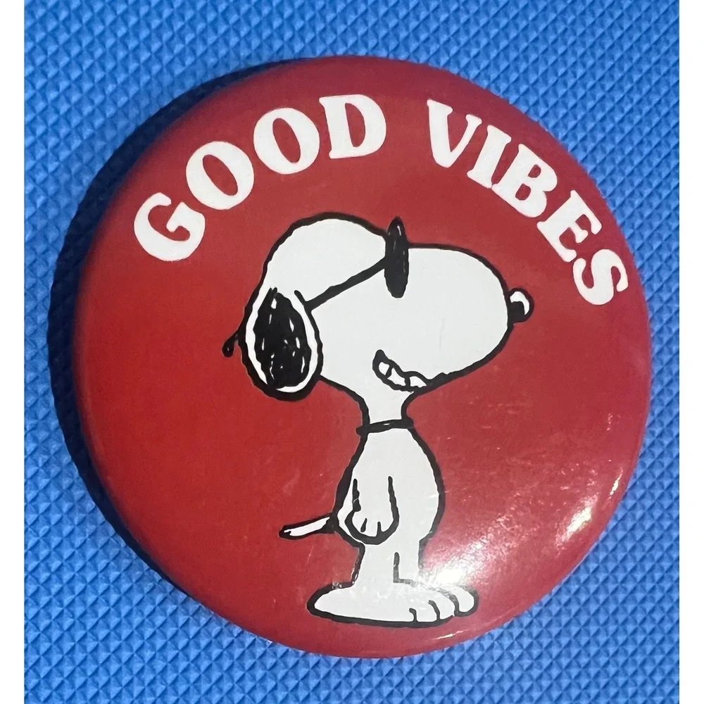 Peanuts Snoopy Joe Cool Good Vibes Button Pin Set 3 Piece Multicolor Round Pins